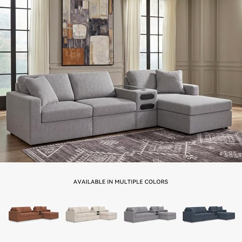 Image of Signature Design by Ashley Modular Sectional Couch with Chaise, Granite