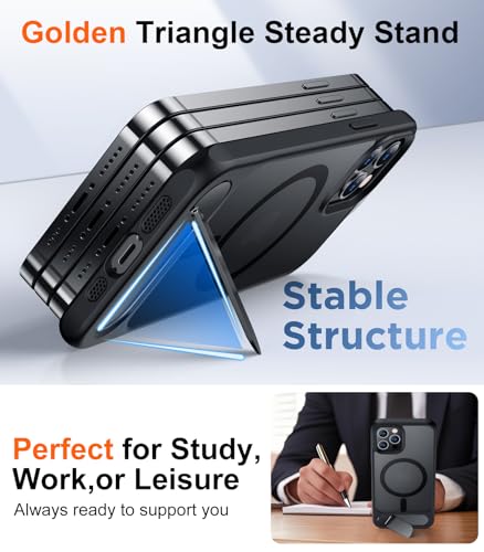 Image of Magnetic Compatible with iPhone 12 Pro Max Case, [Built-in Invisible Kickstand][Compatible with MagSafe][Military Grade Shockproof] Slim Translucent Matte Phone Case for iPhone 12 Pro Max 6.7 inch