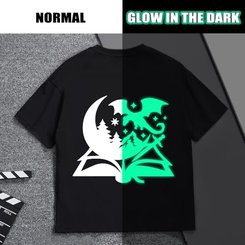 Image of HTVVETUR Glow in The Dark HTV Heat Transfer Vinyl Roll 12 Inch by 10 Feet Iron on DIY for T-Shirt PU Stretch Elastic HTV Vinyl (Dark in Glow Light Green, 10FT)