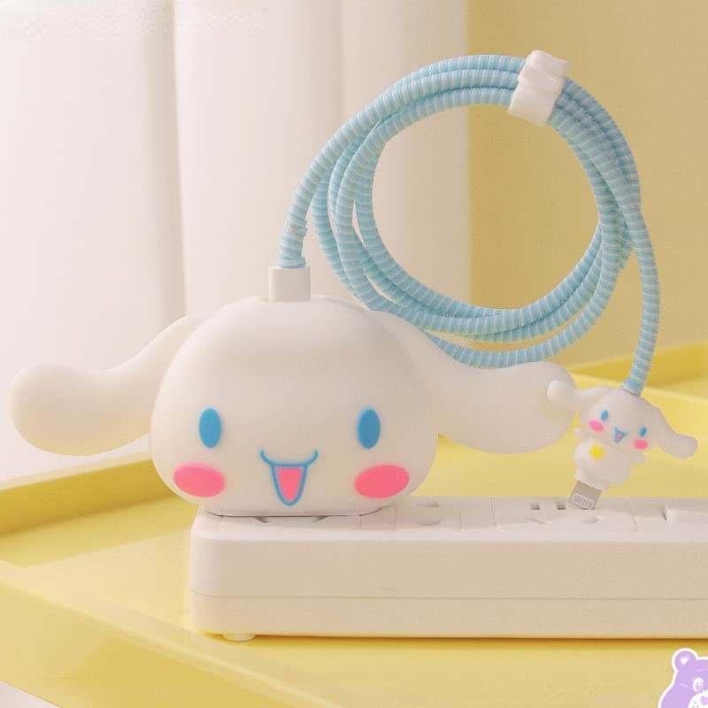 Image of Cartoon 3D Design Protective Case for 18W 20W iPhone 14 13 12 11 Pro Max Fast Charging Cable Adapter Charger, Cute Cartoon Lightning Data Cable Case for iPhone Charger Kira-Kira-DE-Kore-Cafe