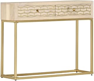 vidaXL Solid Mango Wood Console Table Hallway Entryway Accent Display Stand Desk Furniture Gold 90x30x75cm