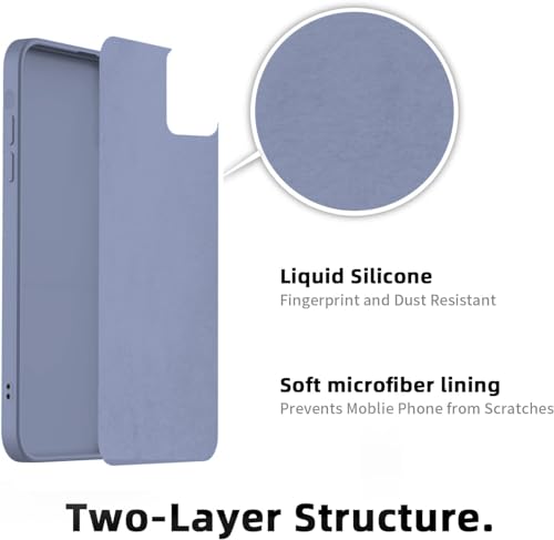 Image of DIZORO Compatible with iPhone 15 PRO MAX Camera Protection Case 6.7, Slim Liquid Silicone 3 Layers Full Covered Soft Gel Rubber Phone Case Protective Cover 6.7 Inch - Lavender Grey