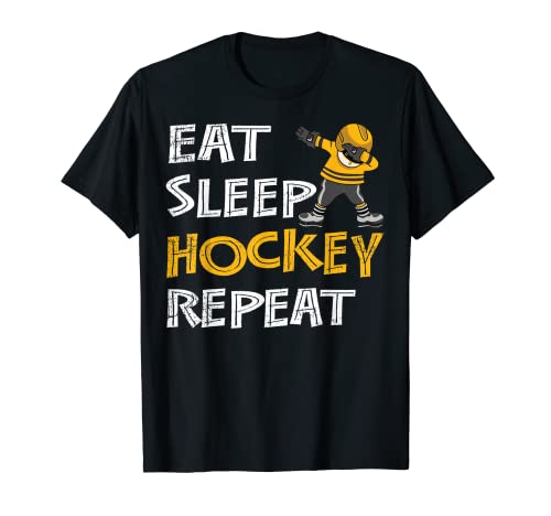 Eat Sleep Hockey Repeat Tshirt Dabbing Player Gift Niños Niños Camiseta