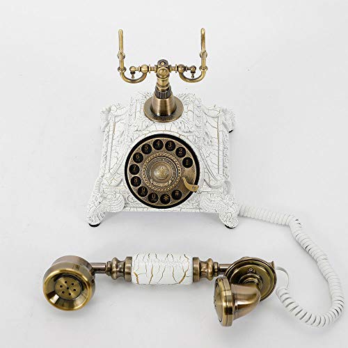 Teléfono vintage con cable estilo antiguo para escritorio blanco miniatura 4