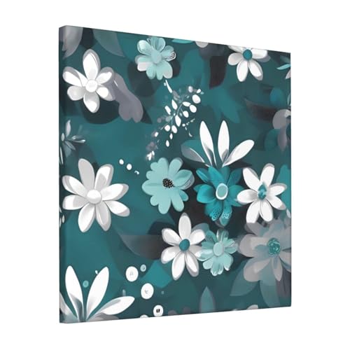 Toile florale bleu sarcelle pour illuminer votre salon ou chambre