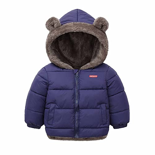 Generisch Winterjacke Mädchen Daunenjacken Kinder Mantel Fleecejacke Wintermantel Jacken Steppjacke Kapuzenjacke Thermo Daunenmantel Jungen Outdoorjacke Einfarbig Sweatjacke Marineblau, 4–5 Jahre
