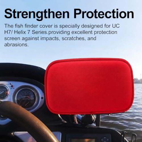 Image of Helix 7 Cover, Waterproof Fish Finder Cover, Compatible with UC H7 / Helix 7 Screen Cover, Neoprene Protects Your Screen (Red)