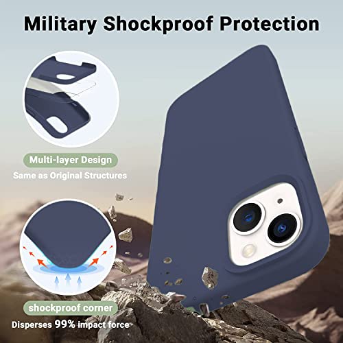 Image of DIZORO Compatible with iPhone 13 Case, Liquid Silicone Case, Full Body Protective Cover, Shockproof, Slim Phone Case, Anti-Scratch Soft Microfiber Lining, (6.1 inch Navy Blue)