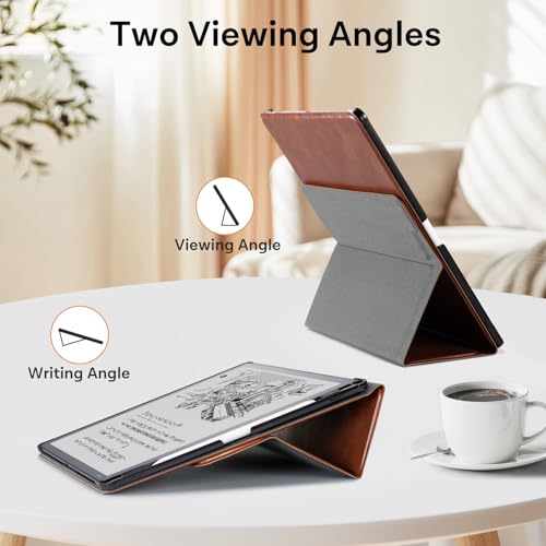 Image of CoBak Case for 11 inch Kindle Scribe 3rd Generation 2025, Kindle Scribe Colorsoft with Two Viewing Angles - All New PU Leather Cover with Auto Sleep Wake, Pen Holder. Vintage Brown