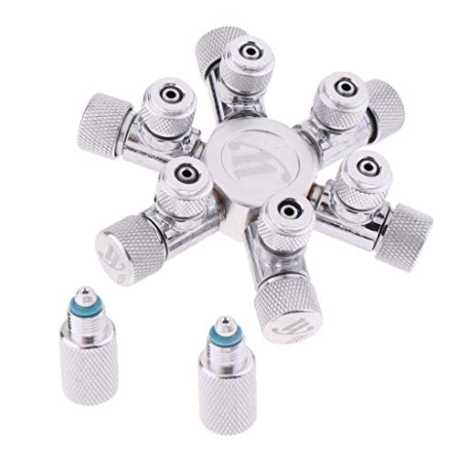 Backbayia   Separador de CO2 / Regulador Splitter acuario CO2 con electroválvula de contador de burbujas (uno para seis unidades)