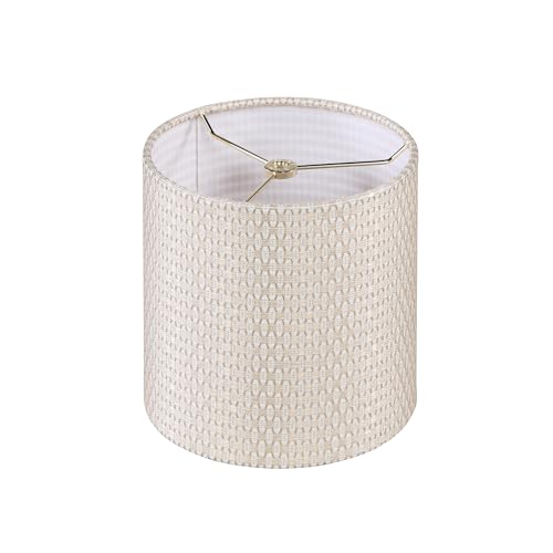 Aspen Creative 31611 Transitional Drum (Cylinder) Shaped Spider Construction Lamp Shade in White and Gold, 8" Wide (8" x 8" x 8")