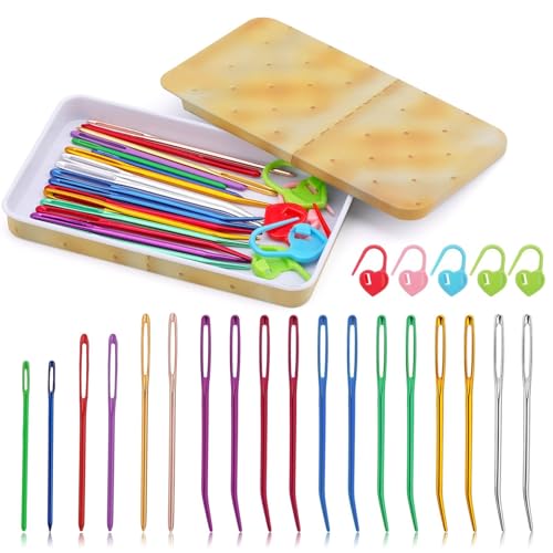 Kit de agulhas de tapeçaria dobradas, agulhas de fio, agulhas de costura de plástico, agulhas de cos