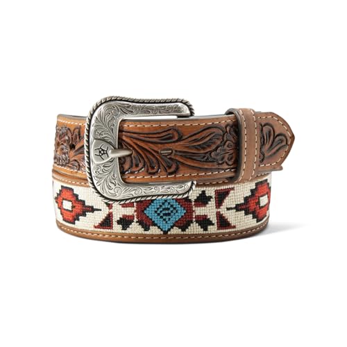 ARIAT Men's Southwest Embroidery Inlay Leather Belt