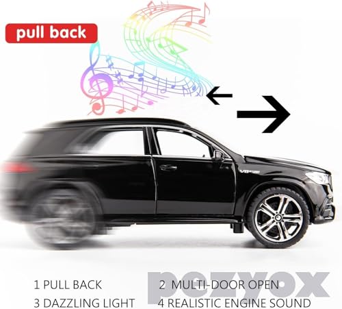 Image of 1 /32 Scale Benz AMG GLE 63S SUV Toy Car, Alloy Diecast Collectible Pull Back Car Model with Light and Sound Toy Vehicles for Adults Boys Girls Gift Toy (Black)