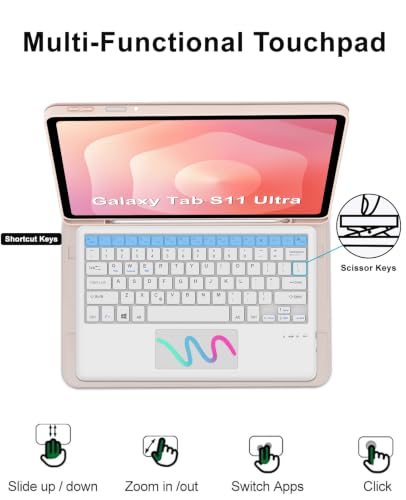 Image of Keyboard Case for Samsung Galaxy Tab S11 Ultra /S10 Ultra /S9 Ultra /S8 Ultra 14.6 inch, Magnetically Detachable Wireless Bluetooth Keyboard, Multi-Angle Stand, PU Leather Folio Cover with S Pen Holder