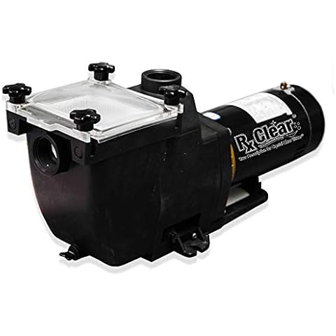 Rx Clear Super Hi-Flow 1-1/2 HP In-Ground Pool Pump | 48 Frame Motor | 115/230 Volts | See-through Strainer Lid | High Efficiency Cover
