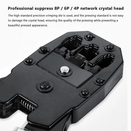 Image of XIKKART RJ45 Crimping Tool, Wire Stripper And Cutter Tool, BOSI Modular Plug Ethernet Network RJ45 RJ11 RJ12 Crimping Tool, Network Cable Cutting Stripping Crimper