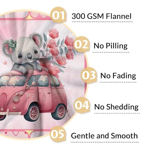 Koala Blanket Gifts - 40"x50" Cute Throw for Women, Girls - Pink Soft Fuzzy Blankets for Couch & Sofa