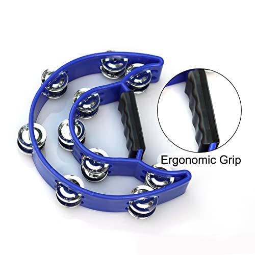 Bealuffe Tambourine Double Row Hand Held Percussion Tambourine With Metal Jingles For Ktv Party (Blue) #TOP3