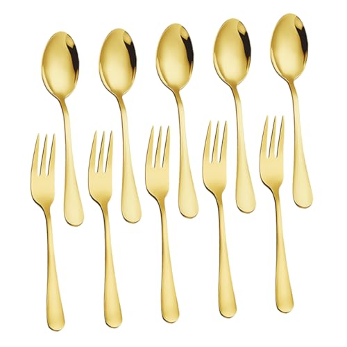 STOBAZA 10-piece Stainless Steel Silverware Set Forks Spoons Dinner Serving Dessert Plating Vintage Style Home Restaurant Use
