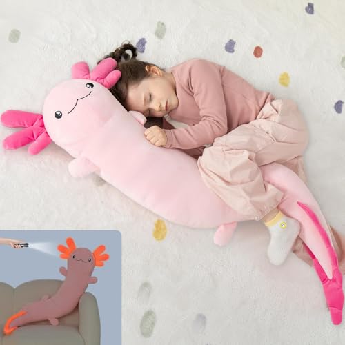 MaoGoLan Giant Axolotl Plush Body Pillow for Girls, Hot Pink