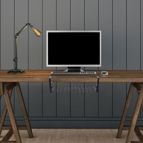 Organizador de cables ajustable para debajo del escritorio Outanaya, bandeja para gestión de cables y almacenamiento para oficina y hogar, caja negra para organizar cables de escritorio miniatura 3