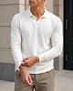 Suéter Polo de Manga Larga para Hombre, Tejido Acanalado, Ajuste Delgado, Cuello, Pullover 4