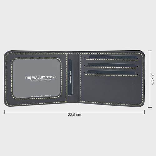 Image of The Wallet Store Personalised Leather Wallet for Men | Customised with Name and Charms | Best Gift for Husband, Boyfriend, Brother | for Anniversary, Birthday, Etc (Grey)