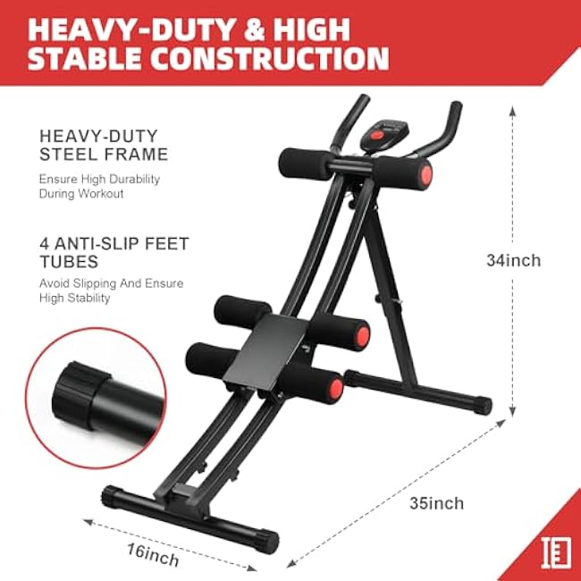 Fitness machine, home gym ABS fitness equipment, women's full body fitness waist trainer, adjustable abdominal tightener, folding core ABS fitness machine with resistance band and LCD display