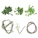 Abaodam Enredaderas Artificiales para Reptiles 6 Piezas Vides Trepadoras de Ratán para Terrarios Decoración de Hábitat Ramas y Hojas de Invierno para Gecko y Lagarto Uso Seguro para