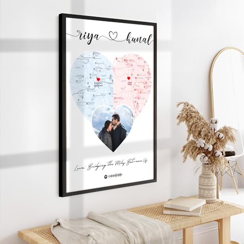 Image of Ritwika's Personalized Picture Frame - Customize Your Photo, Name, Message, Place And Song | For Couples and Friends | In Two Size 9.5 x 13.5 and 13.5 x 19.5 Inch, Set of 1