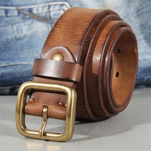 3.8Cm Male Leather Copper Buckle Handmade Vintage All-Match Casual Jeans Soft Belt2