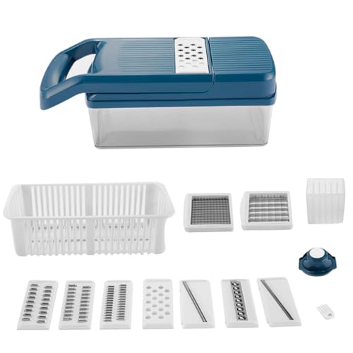 Cortadora y ralladora manual para verduras azul multifunctional miniatura 1