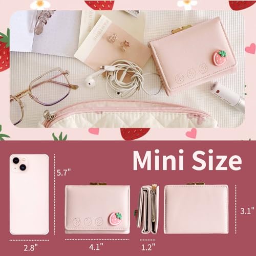 Cute Wallet Girls Small Wallets For Women Little purse Aesthetic Coin Pocket For Ladies (Pink)4