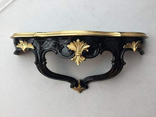 Consolle Da Parete Barocca Artissimo - Mensola Decorativa Nera In Resina, Stile Antico