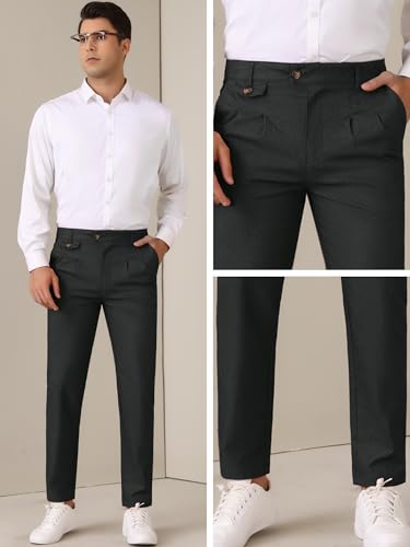 Lars Amadeus Dress Pants for Men's Pleated Front Tapered Leg Business Chino Trousers4