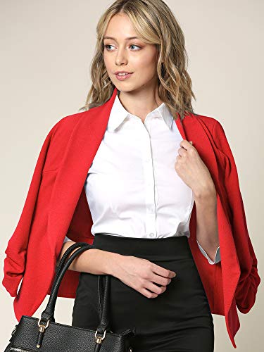 Ll Wsk2324 Women 3/4 Sleeve Blazer Open Front Cardigan Jacket Work Office Blazer Xxl Red #TOP4