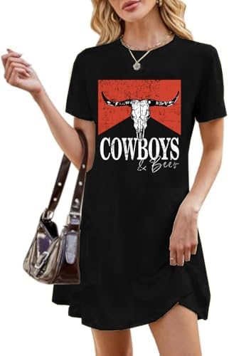 Western Dress for Women 90s Country Concert Cowgirl Outfits Summer Dresses Rodeo Vintage Graphic Tees
