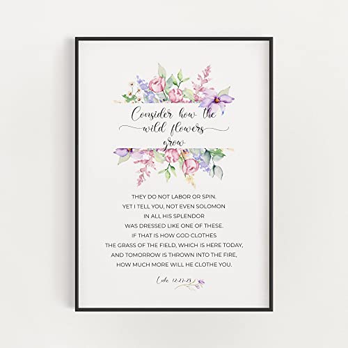 Luke 12:27-28 Consider How The Wild Flowers Grow Watercolor Floral