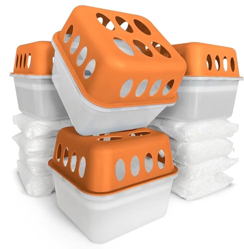 KARAT 4 x Luftentfeuchter mit 8 x 400g Nachüll-Beutel Granulat Raumentfeuchter nachfüllbar & wiederverwendbar (Orange, Hava)