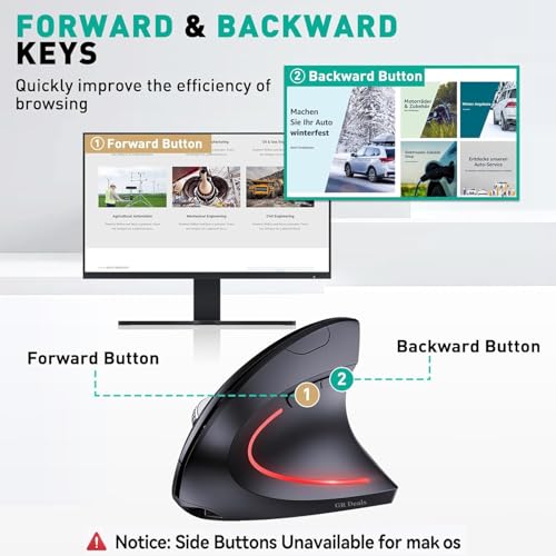 GR Deals Ergonomic Wireless Vertical Mouse, 1600 DPI, Black - Image 7