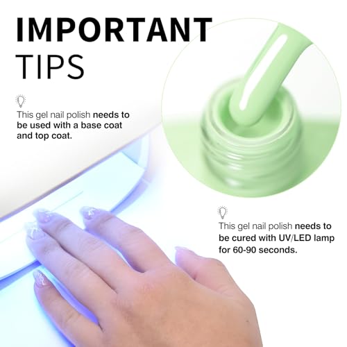 Image of CANNI 9ml Mint Green Gel Nail Polish, High Gloss UV LED Soak Off Gel