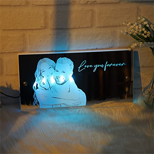 Personalized Photo Mirror LED Light 16 Colors Wall Sign Custom