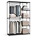 Produktbild SONGMICS Kleiderschrank offen, Kleiderständer, Kleiderstange, Garderobe, 2 Hängefächer, viel Platz, für Schlafzimmer, Wohnzimmer, 124 x 43 x 182 cm, schwarz RYG026B02