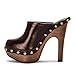 FSJ Women Closed Round Toe Mules Wooden Block High Heel Clogs Slip On Studded Platform Sandals Vintage Dress Slide Shoes Size 10 Brown