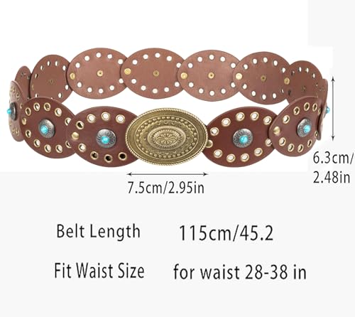Western-Disc-Belt for Women Concho Cowgirl Cowboy Belts Waist Boho Disk Belt for Dress3