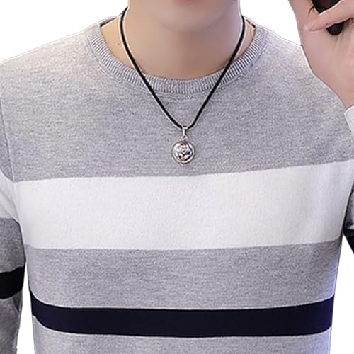 Pull rayé à col rond pour homme ajusté et léger | Tendance décontractée chic
