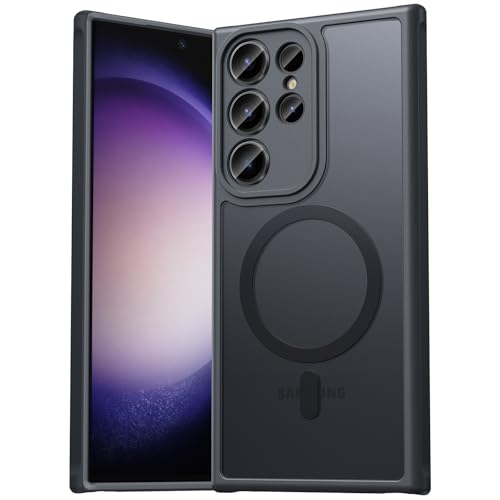 EASDNB für Samsung Galaxy S23 Ultra Hülle für Magsafe Magnetisch Handyhülle für S23 Ultra Hülle Kameraschutz Stoßfeste Kratzfeste Durchscheinende Schutzhülle für Samsung S23 Ultra Case Schwarz