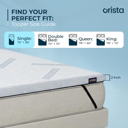 Image of Orista CoolTech Mattress Topper - Self-Cooling Fabric Technology, Up to 4C Cooler Than Regular Fabric | Plush Comfort & Pressure Relief | Breathable Airflow Design | Secure Fit Elastic Straps