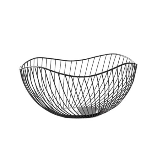 KBOLAE Metall Obstkorb Multifunktional Metall Obstschale Moderner Stil Schwarz Schräg Groß